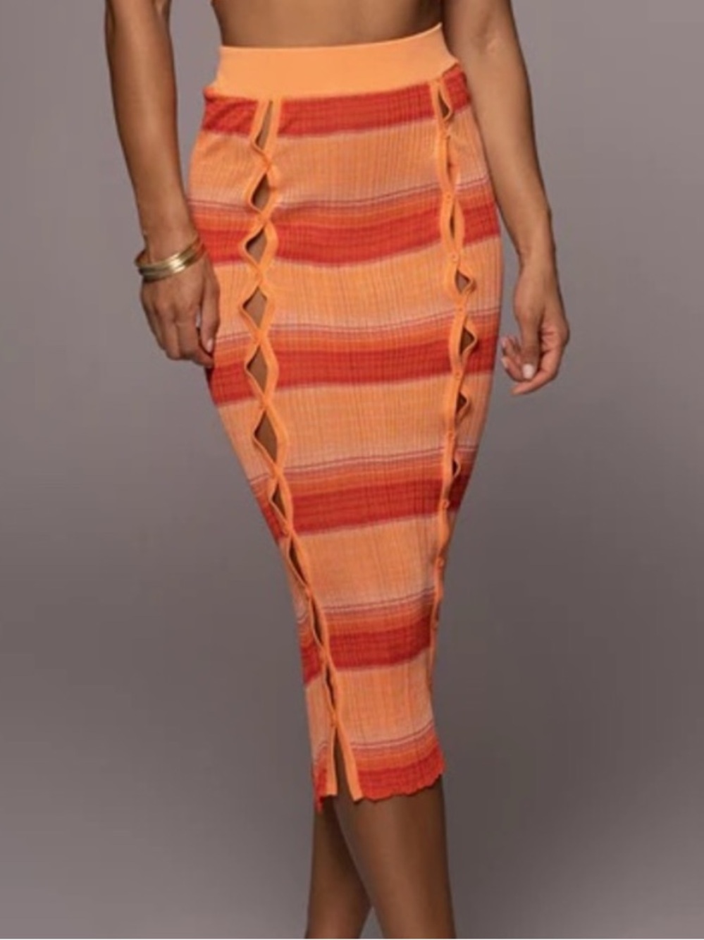 JLUXLABEL Sahara Ribbed Striped Maxi Skirt